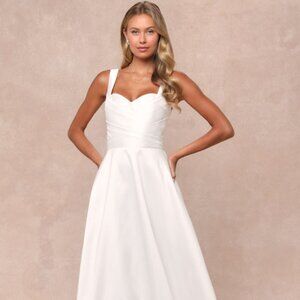 Lulus Modern Affection White Taffeta Pleated Sleeveless Maxi Dress - Size XS